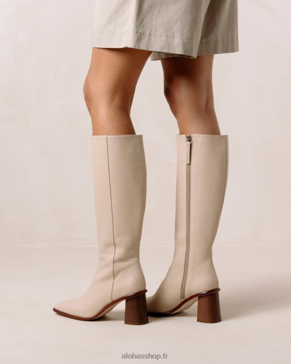 Alohas Women East - Beige Leather Boots Stone Beige 04X4R43