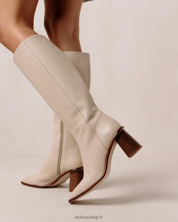 Alohas Women East - Beige Leather Boots Stone Beige 04X4R43