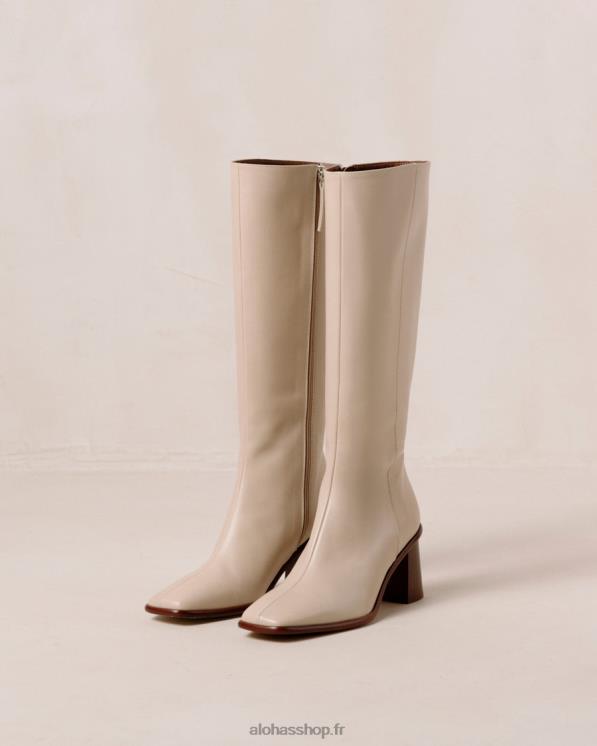 Alohas Women East - Beige Leather Boots Stone Beige 04X4R43