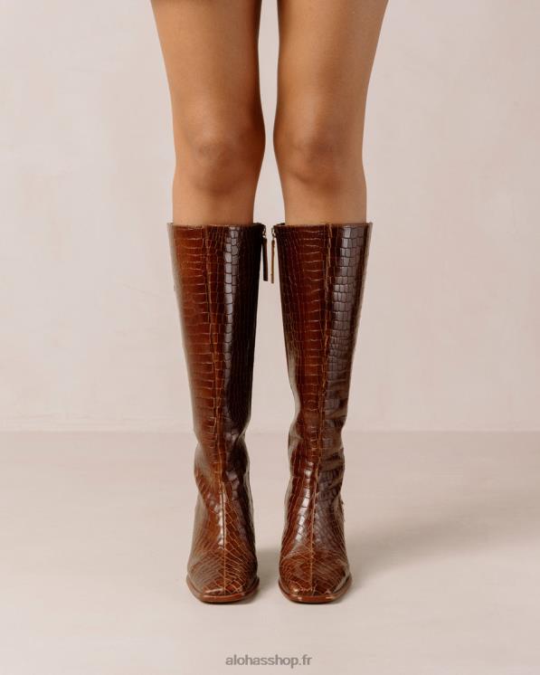 Alohas Women East Croco - Brown Leather Boots Croco Brown 04X4R53