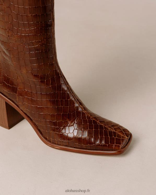 Alohas Women East Croco - Brown Leather Boots Croco Brown 04X4R53