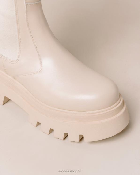 Alohas Women Go Getter - White Leather Knee High Boots Cream 04X4R394