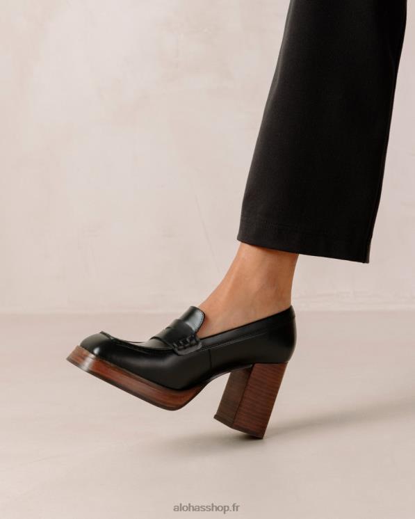 Alohas Women Busy - Black Leather Loafers Black 04X4R389