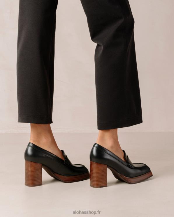 Alohas Women Busy - Black Leather Loafers Black 04X4R389
