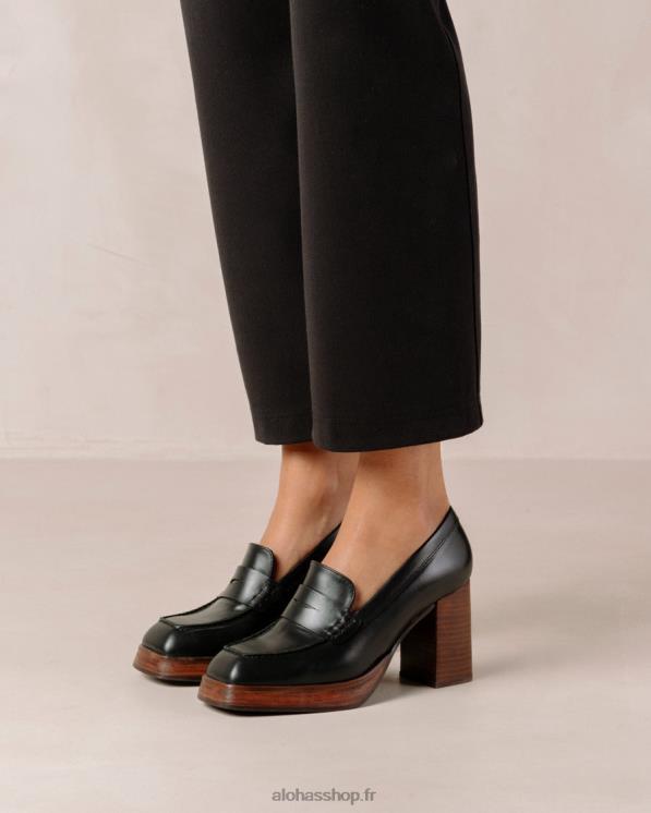 Alohas Women Busy - Black Leather Loafers Black 04X4R389