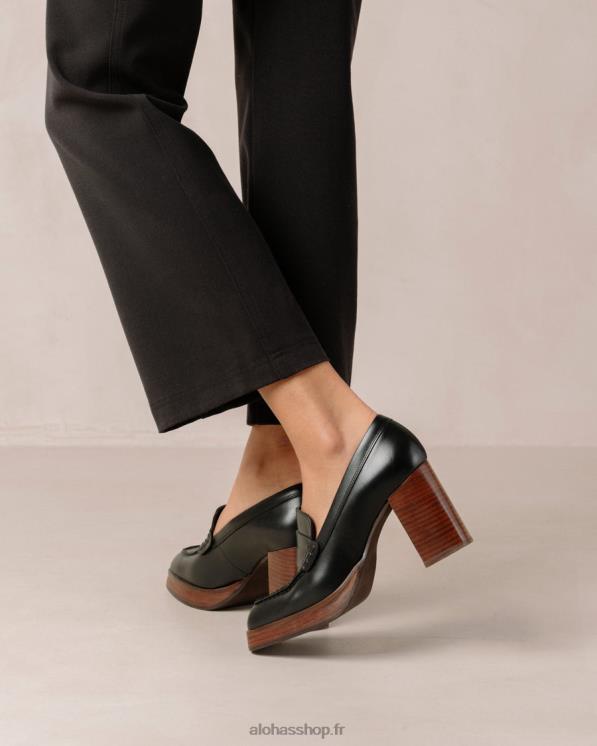 Alohas Women Busy - Black Leather Loafers Black 04X4R389