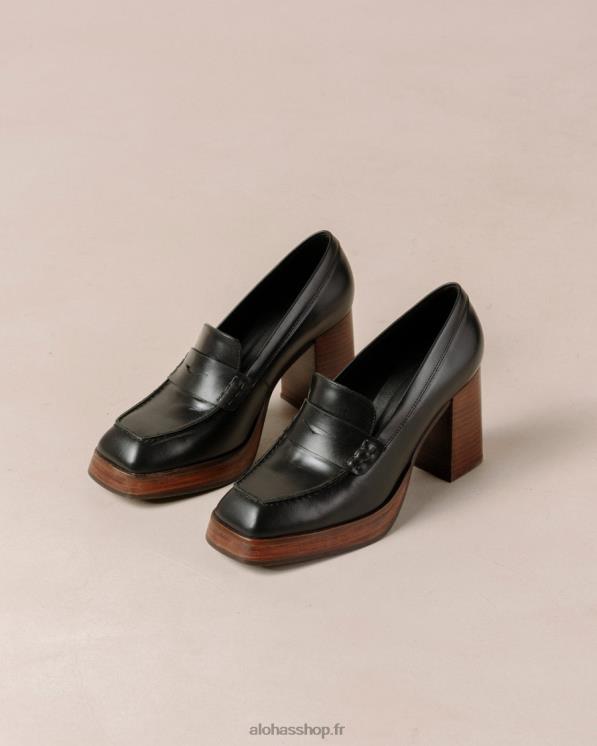 Alohas Women Busy - Black Leather Loafers Black 04X4R389