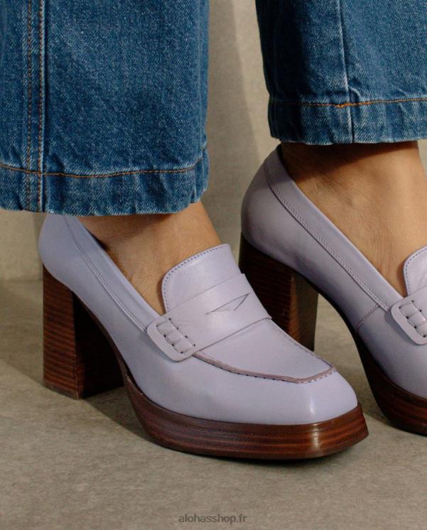 Alohas Women Busy - Purple Leather Loafers Mauve 04X4R392