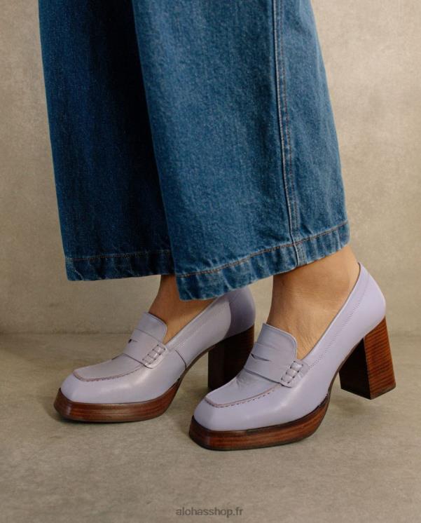 Alohas Women Busy - Purple Leather Loafers Mauve 04X4R392