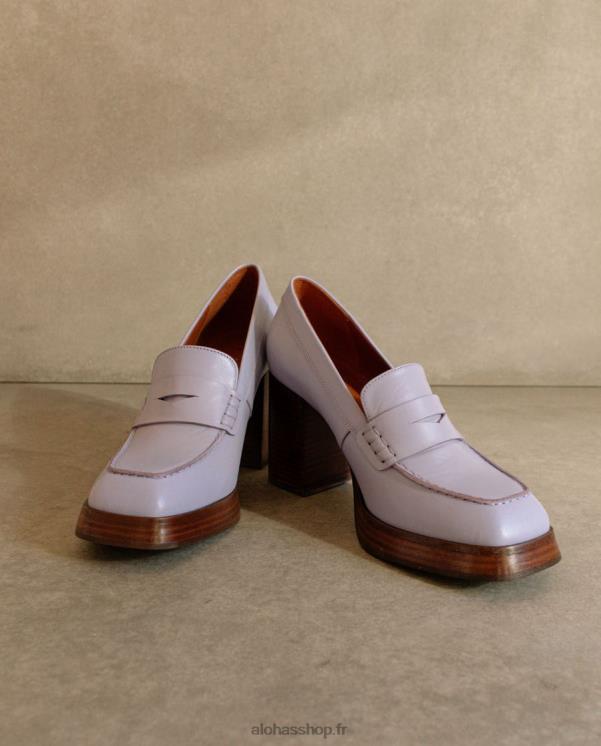 Alohas Women Busy - Purple Leather Loafers Mauve 04X4R392