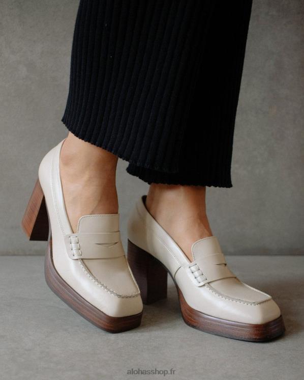 Alohas Women Busy - White Leather Loafers Ivory 04X4R391