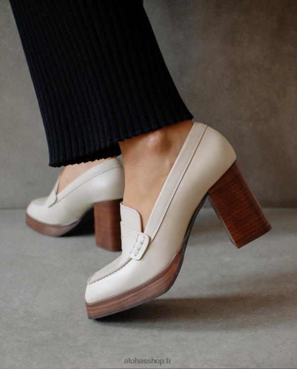 Alohas Women Busy - White Leather Loafers Ivory 04X4R391