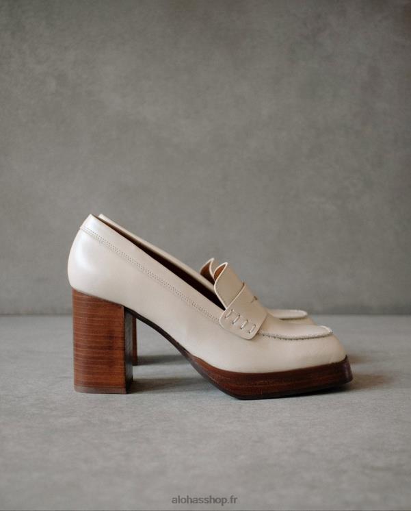 Alohas Women Busy - White Leather Loafers Ivory 04X4R391