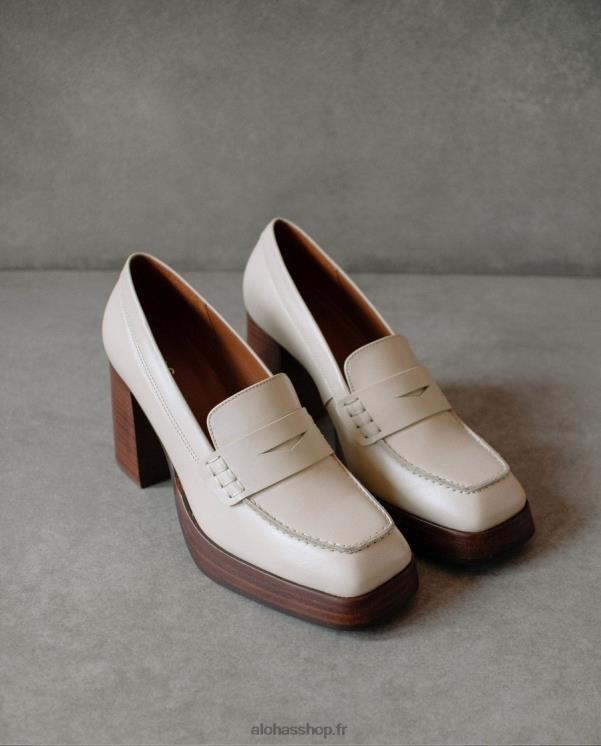 Alohas Women Busy - White Leather Loafers Ivory 04X4R391