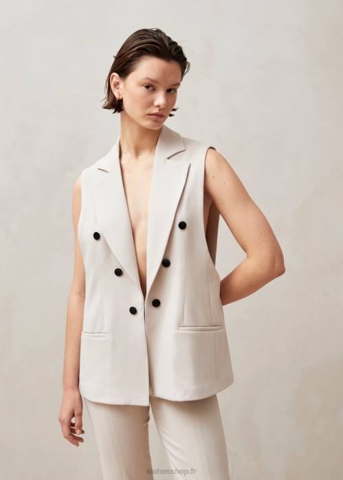 femmes beige P64N697 Alohas piera - blazer sans manches beige