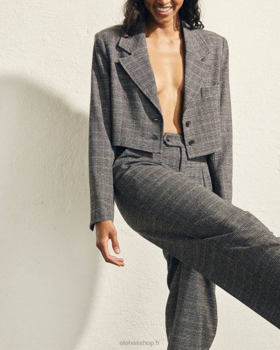 femmes impression de chèques P64N691 Alohas itinéraire - blazer gris