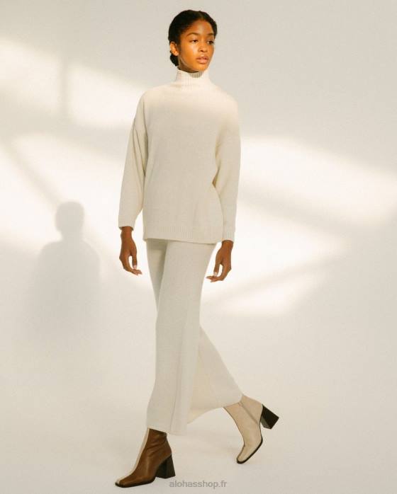femmes Ivoire P64N765 Alohas passager - haut en tricot blanc