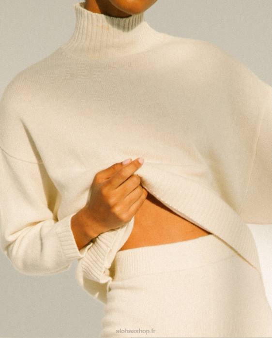 femmes Ivoire P64N765 Alohas passager - haut en tricot blanc
