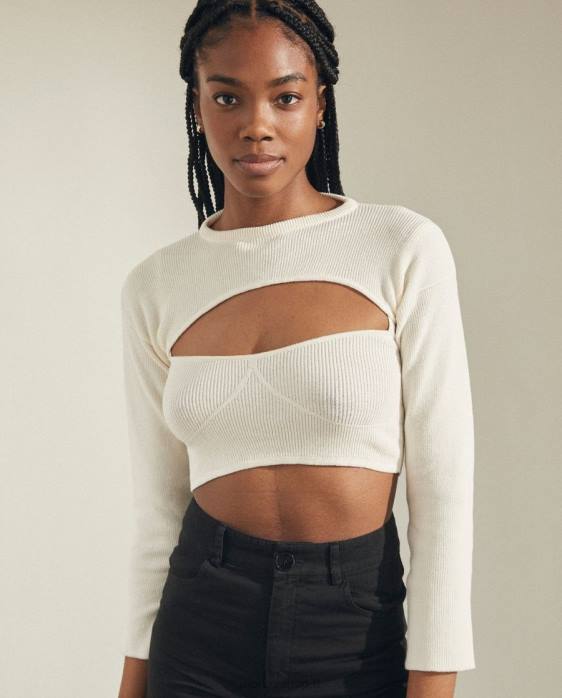 femmes Ivoire P64N805 Alohas hustle - haut en maille blanc