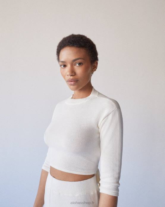 femmes Ivoire P64N902 Alohas décontracté - haut en maille blanc