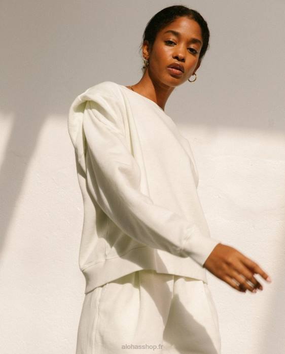 femmes Ivoire P64N999 Alohas doppio - haut en coton blanc