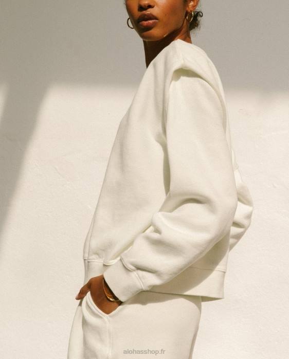 femmes Ivoire P64N999 Alohas doppio - haut en coton blanc