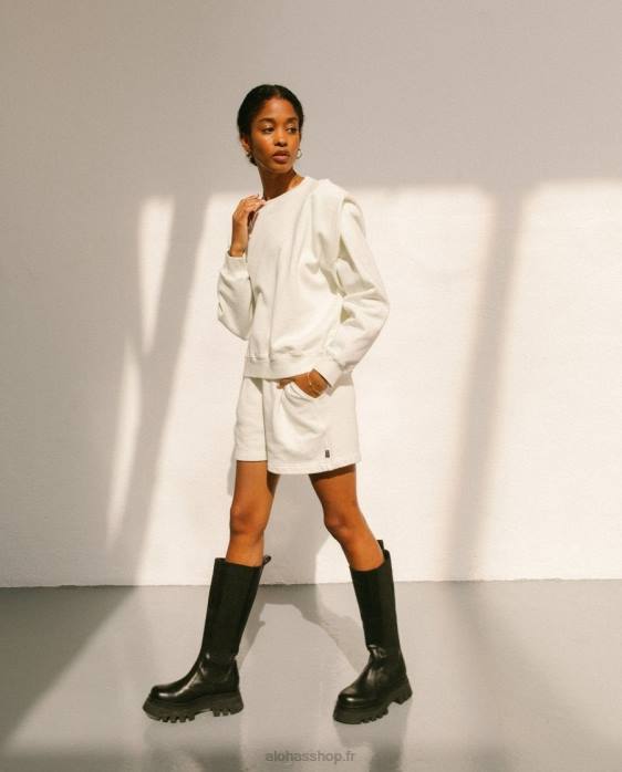 femmes Ivoire P64N999 Alohas doppio - haut en coton blanc