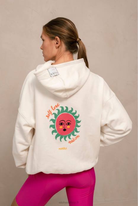 femmes avorio P64N981 Alohas self love by belã©n - pull en coton blanc
