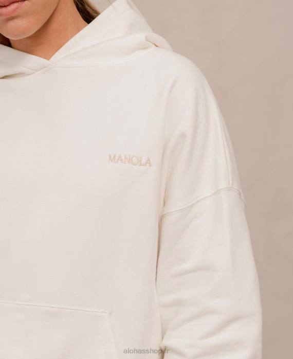 femmes avorio P64N981 Alohas self love by belã©n - pull en coton blanc