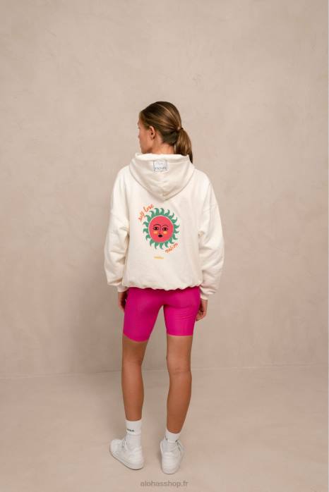 femmes avorio P64N981 Alohas self love by belã©n - pull en coton blanc