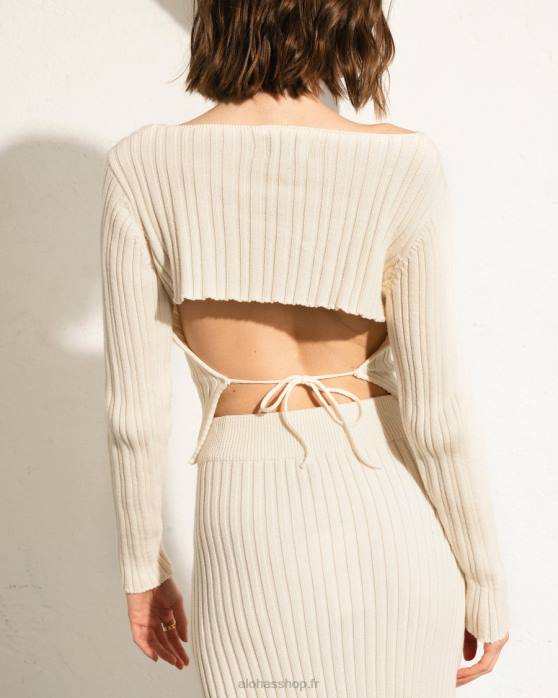 femmes blanc P64N683 Alohas honnête - haut en tricot blanc
