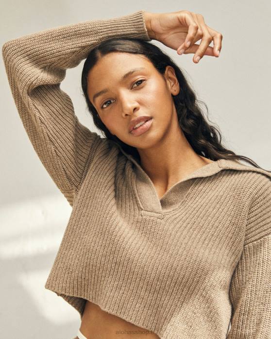 femmes brun muscade P64N692 Alohas avion de ligne - haut en tricot marron