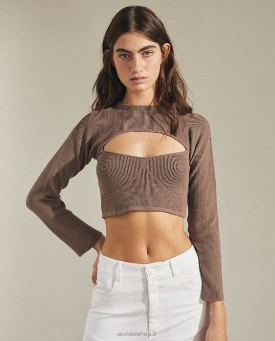 femmes brun muscade P64N806 Alohas hustle - top en maille marron