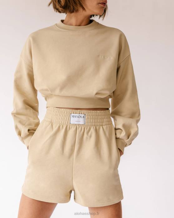 femmes granola P64N941 Alohas menina crop - pull en coton beige