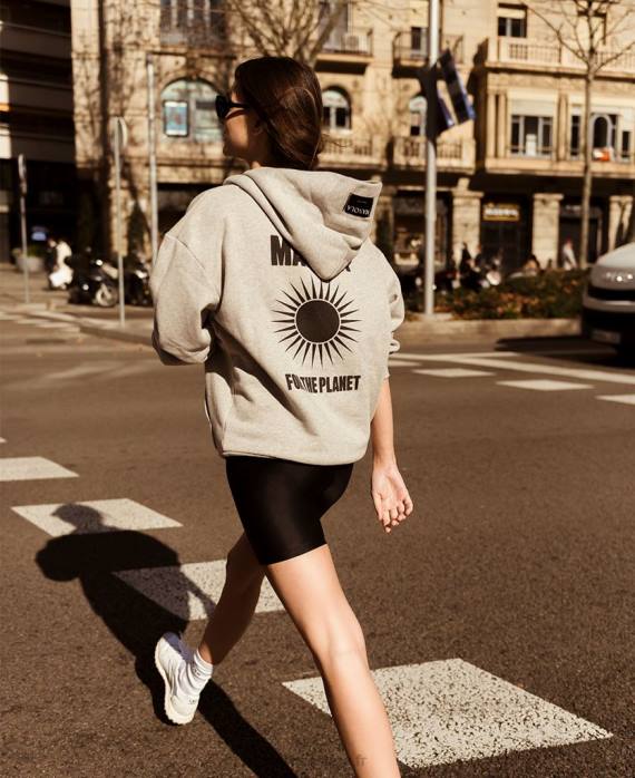 femmes gris chiné P64N982 Alohas pour la planète - pull en coton gris