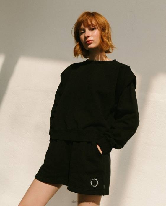 femmes noir P64N1001 Alohas doppio - haut en coton noir
