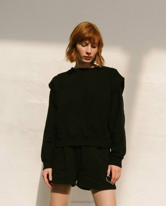 femmes noir P64N1001 Alohas doppio - haut en coton noir