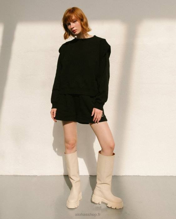 femmes noir P64N1001 Alohas doppio - haut en coton noir