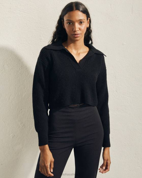 femmes noir P64N694 Alohas avion de ligne - haut en maille noir