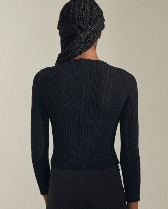 femmes noir P64N733 Alohas tabloïd - haut en maille noir