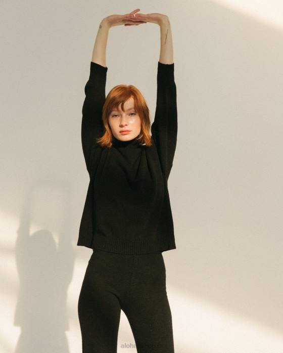 femmes noir P64N766 Alohas passager - haut en tricot noir
