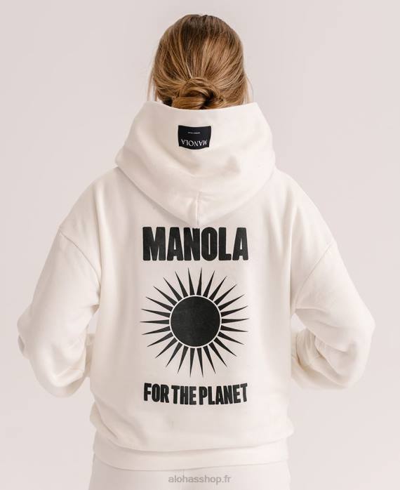femmes noix de coco P64N983 Alohas pour la planète - pull en coton blanc