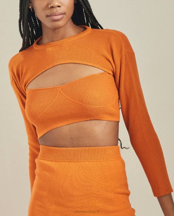 femmes orange clémentine P64N807 Alohas hustle - haut en maille orange