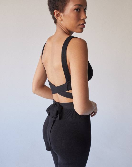 femmes noir P64N729 Alohas nu - haut noir