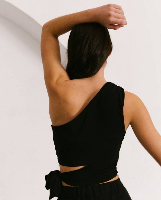 femmes noir P64N775 Alohas aimant - haut en coton noir