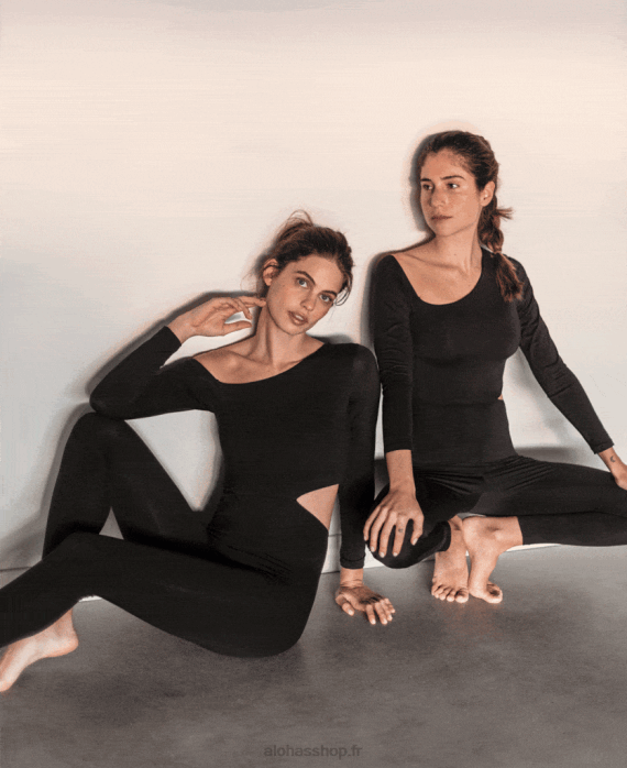femmes noir P64N900 Alohas la ballerine découpée - body noir