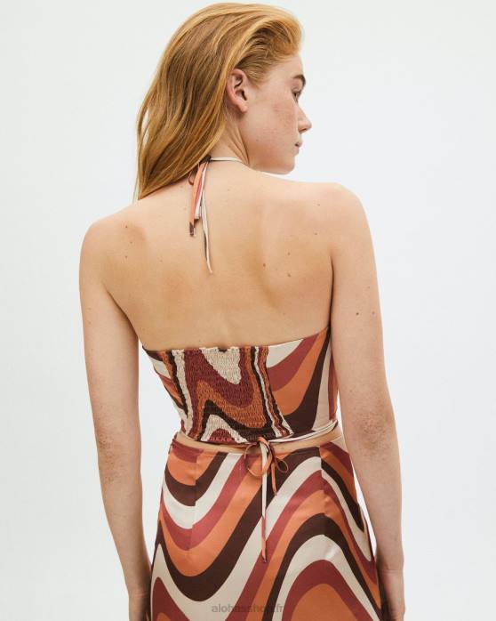 femmes kaléidoscope rouge P64N963 Alohas twirl kaléidoscope - haut en satin rouge