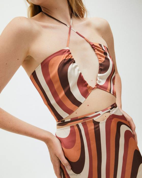 femmes kaléidoscope rouge P64N963 Alohas twirl kaléidoscope - haut en satin rouge
