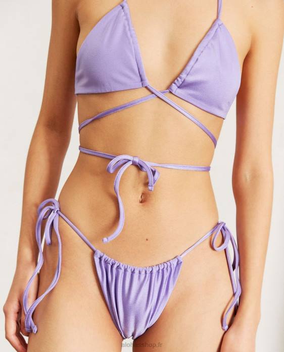 femmes mauve scintillant P64N777 Alohas palm tree glim - haut de bikini violet
