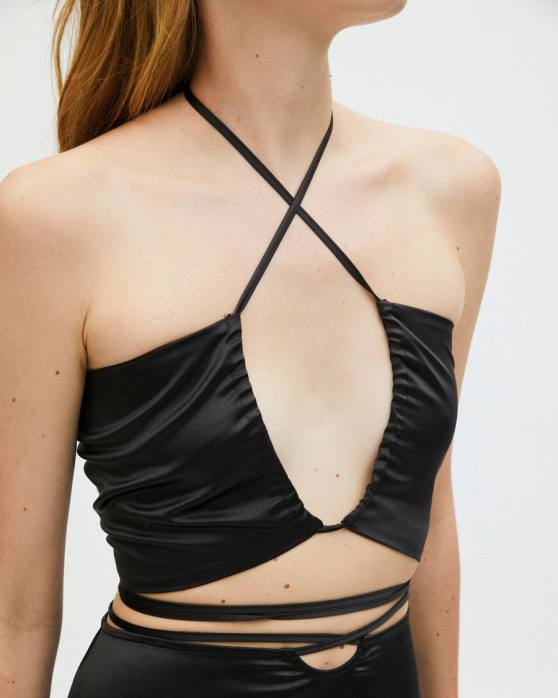 femmes noir P64N961 Alohas twirl - haut en satin noir